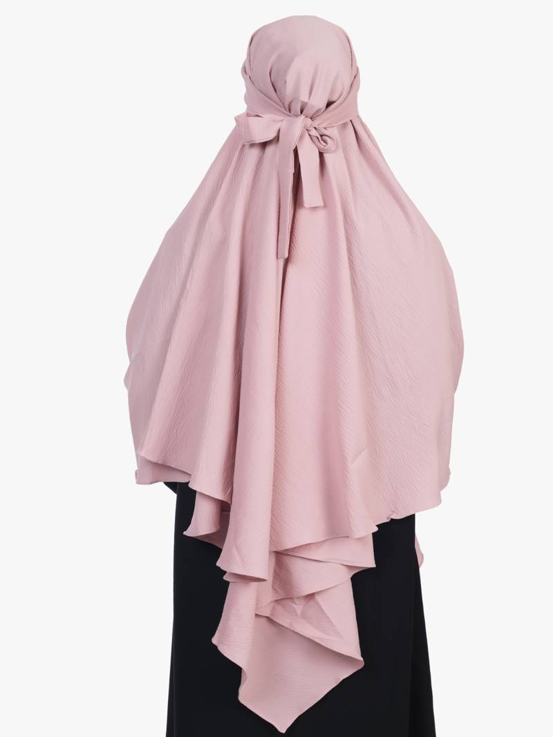 Ana blush pink khimar with built-in niqab for women - comfortable and elegant for daily wear