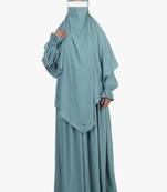 Ana turkish blue khimar for women - comfortable fit with built-in niqab for casual and ethnic wear