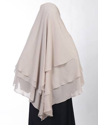 Ana beige khimar with attached niqab - soft georgette three layer design for elegant coverage 4