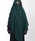Ana bottle green khimar with attached niqab - triple layer soft georgette fabric for modest islamic wear