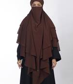 Ana chocolate brown khimar with attached niqab - soft georgette multi layer design for islamic modesty