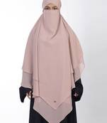 Ana dusty pink khimar with attached niqab - soft georgette triple layer for modest elegance