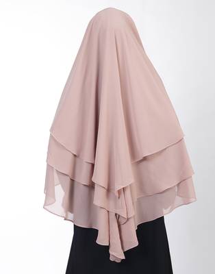 Ana dusty pink khimar with attached niqab - soft georgette triple layer for modest elegance 4