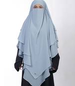 Ana ice blue khimar with attached niqab - triple layer soft georgette for elegant islamic attire