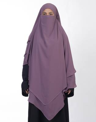 Ana lilac khimar with attached niqab - soft georgette triple layer for modest and fashionable islamic wear 1