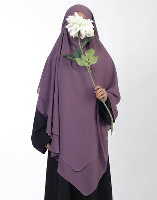Ana lilac khimar with attached niqab - soft georgette triple layer for modest and fashionable islamic wear 2