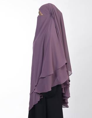 Ana lilac khimar with attached niqab - soft georgette triple layer for modest and fashionable islamic wear 3