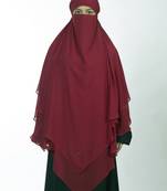 Ana maroon khimar with attached niqab - elegant triple layer soft georgette for islamic modest wear