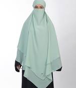 Ana sage green khimar with attached niqab - triple layer soft georgette for refined islamic modesty