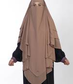 Ana taupe khimar with attached niqab - triple layer soft georgette for elegant islamic wear