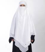 Ana white khimar with attached niqab - soft georgette triple layer for pure and modest islamic fashion