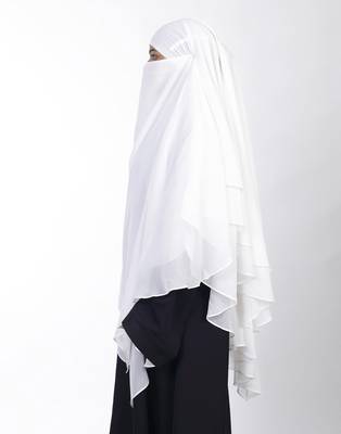 Ana white khimar with attached niqab - soft georgette triple layer for pure and modest islamic fashion 3