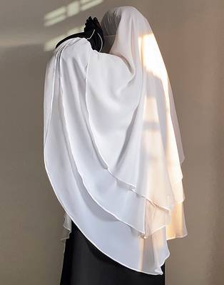 Ana white khimar with attached niqab - soft georgette triple layer for pure and modest islamic fashion 4