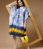 Indibelle blue tie dye print cotton kaftan dress