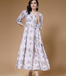 Indibelle pink abstract print rayon belted dress