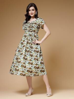 mehandi floral print rayon dress 2