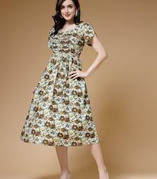 Indibelle mehandi floral print rayon dress
