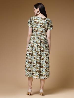 mehandi floral print rayon dress 4