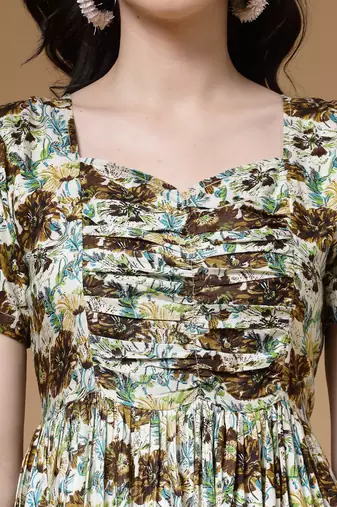mehandi floral print rayon dress