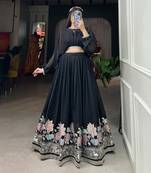 Black Colour Wedding Special Crop Top Lehenga