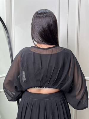 Black Colour Wedding Special Crop Top Lehenga 6