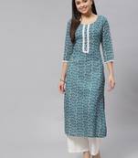 Mokshi green bandhani printed rayon straight kurta