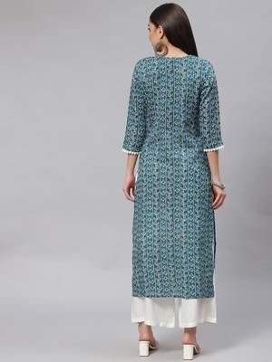 Mokshi green bandhani printed rayon straight kurta 4