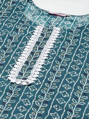 Mokshi green bandhani printed rayon straight kurta 5