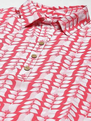 Mokshi pink floral printed rayon straight kurta 5