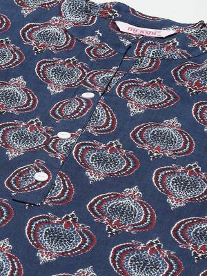 Mokshi blue printed rayon straight kurta 5