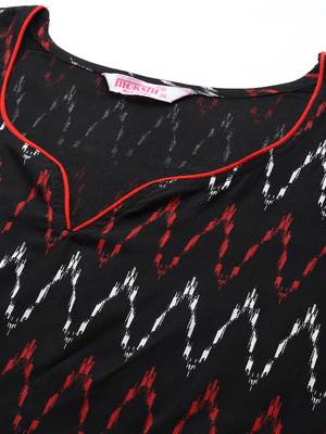Mokshi black printed rayon straight kurta 5