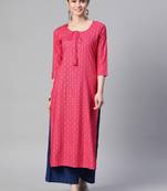 Mokshi pink printed rayon straight kurta