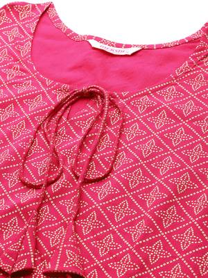 Mokshi pink printed rayon straight kurta 5