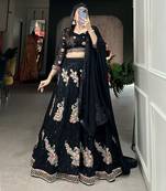 Black Colour Georgette With Sequins Work Wedding Lehenga Choli