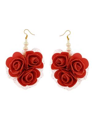 Red gota patti flower jewellry set for haldi & mehndi 4