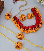 Mehndi haldi flower jewellery set