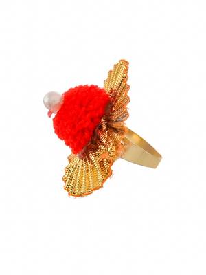 Gotapatti pom pom silk thread bangle with ring and mangtikka 5
