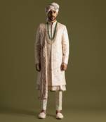 Powder pink tonal embroidered sherwani set