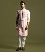 Baby pink chanderi nehru jacket