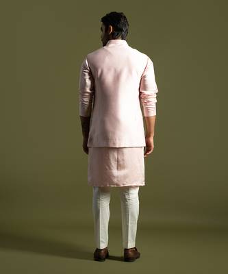 Baby pink chanderi nehru jacket 4
