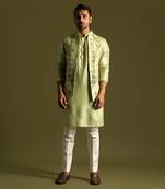 Pistachio green open nehru jacket