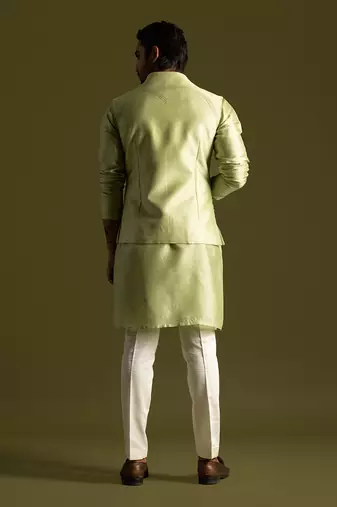 Pistachio green open nehru jacket