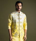 Cream & yellow ombre nehru jacket