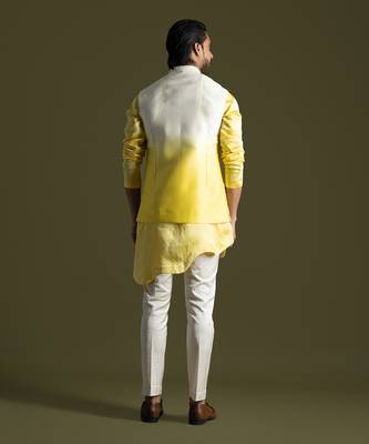 Cream & yellow ombre nehru jacket 2