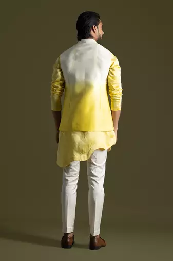 Cream & yellow ombre nehru jacket