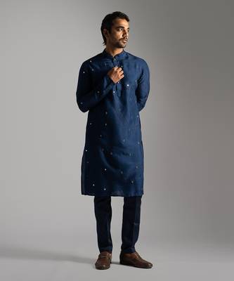 Navy blue kurta with navy blue pants 1