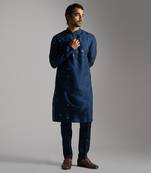Navy blue kurta with navy blue pants