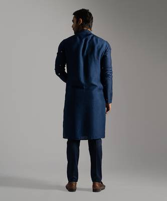 Navy blue kurta with navy blue pants 4