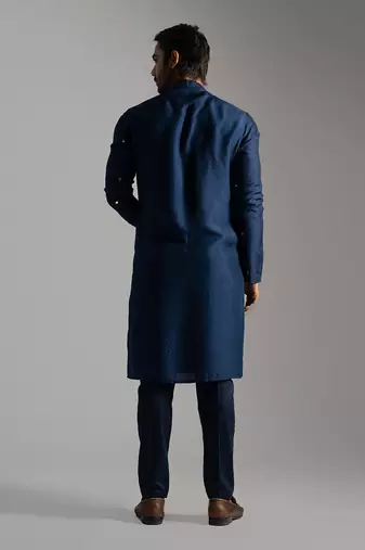 Navy blue kurta with navy blue pants