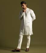 Light grey full sleeves kurta with slim fit pants